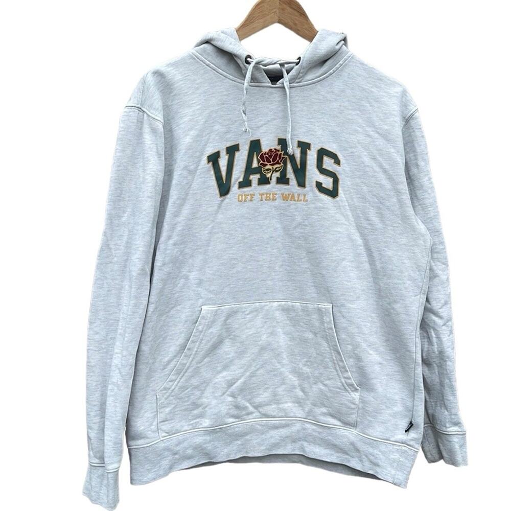 VANS Off The Wall gray hoodie sweatshirt with Rose size medium